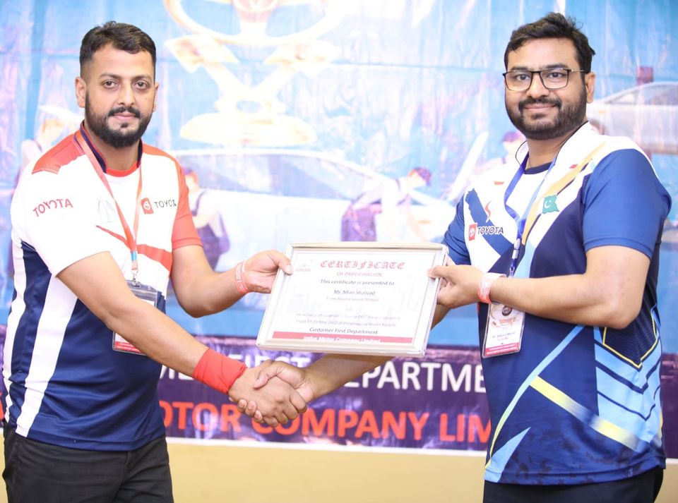 Mr Mian Shahzad has been rewarded Certificate of Participation in Toyota DMT Dangal Season II