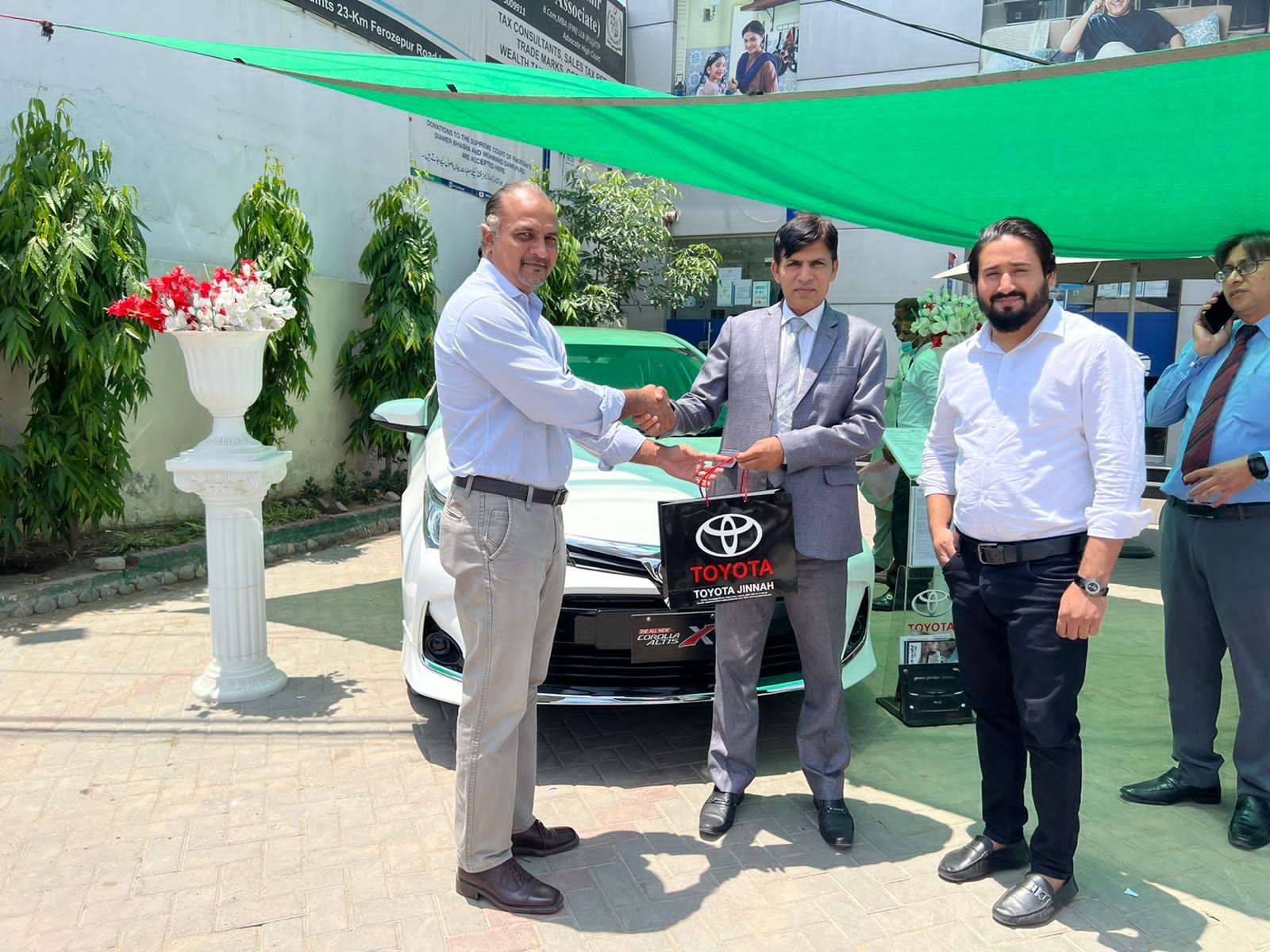 Display by Toyota Jinnah Motors Team at MCB Bank Kahna Branch.